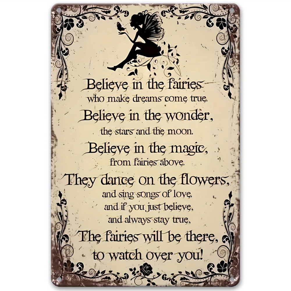 

1pc, Fairy Poem Metal Sign: 12" X 8" (30cm X 20cm) - Decor For Any Room, Christmas Decor, Christmas Gift