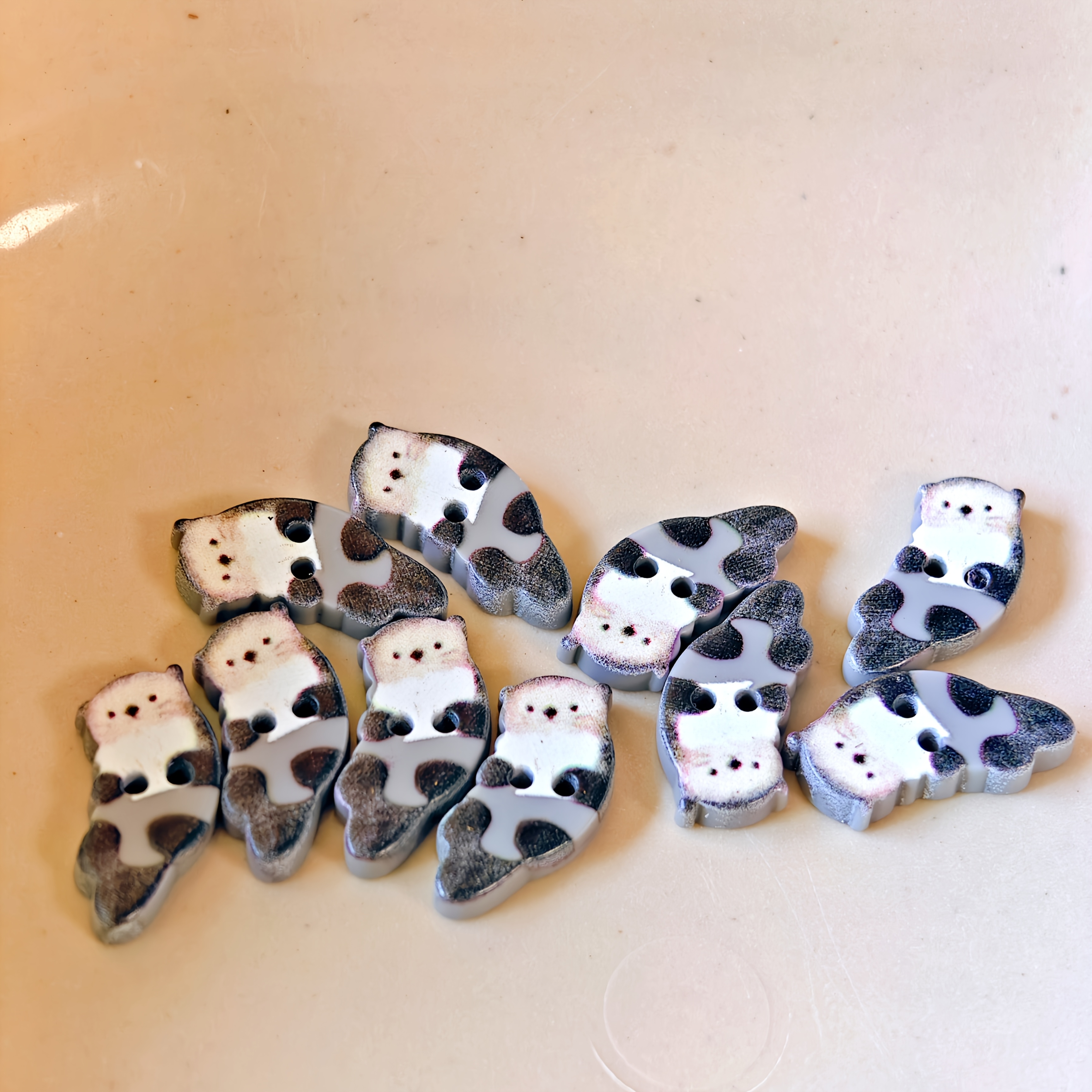 10pcs Cute Lying Reading Cat Diy Resin Buttons Decorative Fasteners