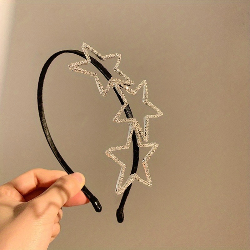 TEMU Full Rhinestone Star Headband, Simple Fairy Hair Accessory, Versatile Anti-slip Hair Hoop For