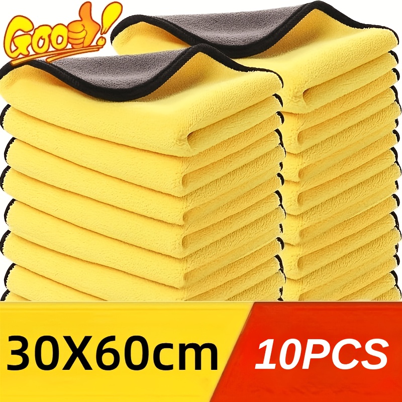 TEMU 10pcs Thickened Upgraded Xxl Car Wash Towels, Extra Large 30x60cm, Super Absorbent, Double-sided Cloth, Suitable For Car Cleaning, Home Use, Car