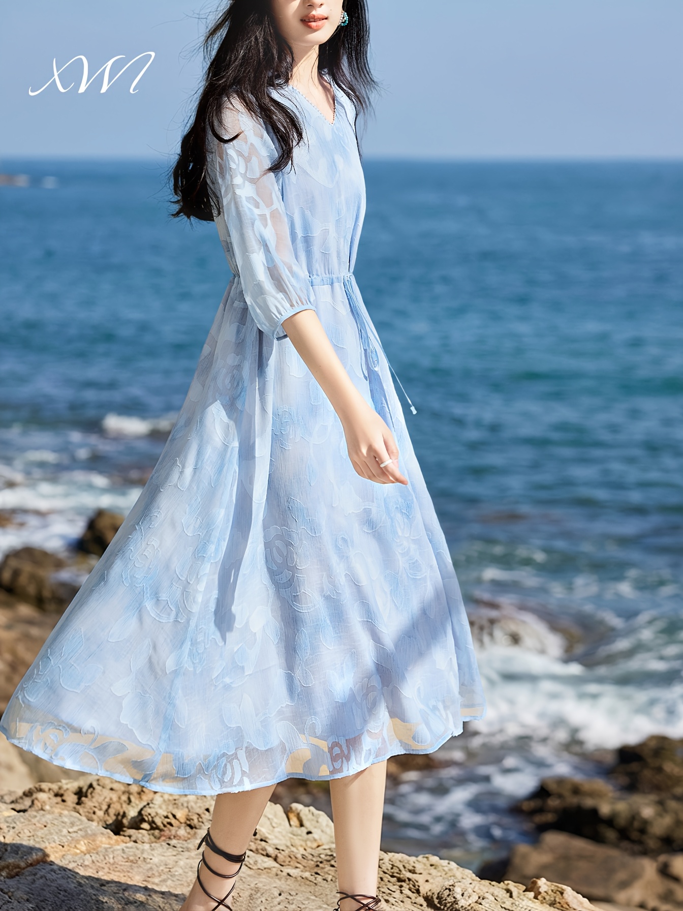 elegant summer dress chifon Sheer Black Chiffon dress main image 1