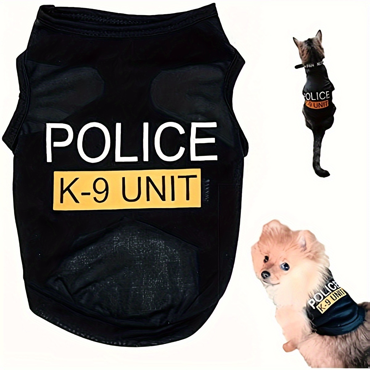 

Police K-9 Shirt, Breathable Polyester Knit Fabric Vest, Pullover Pet Apparel, With Cool & Sun Protection, For Small, Mini & Toy Breeds