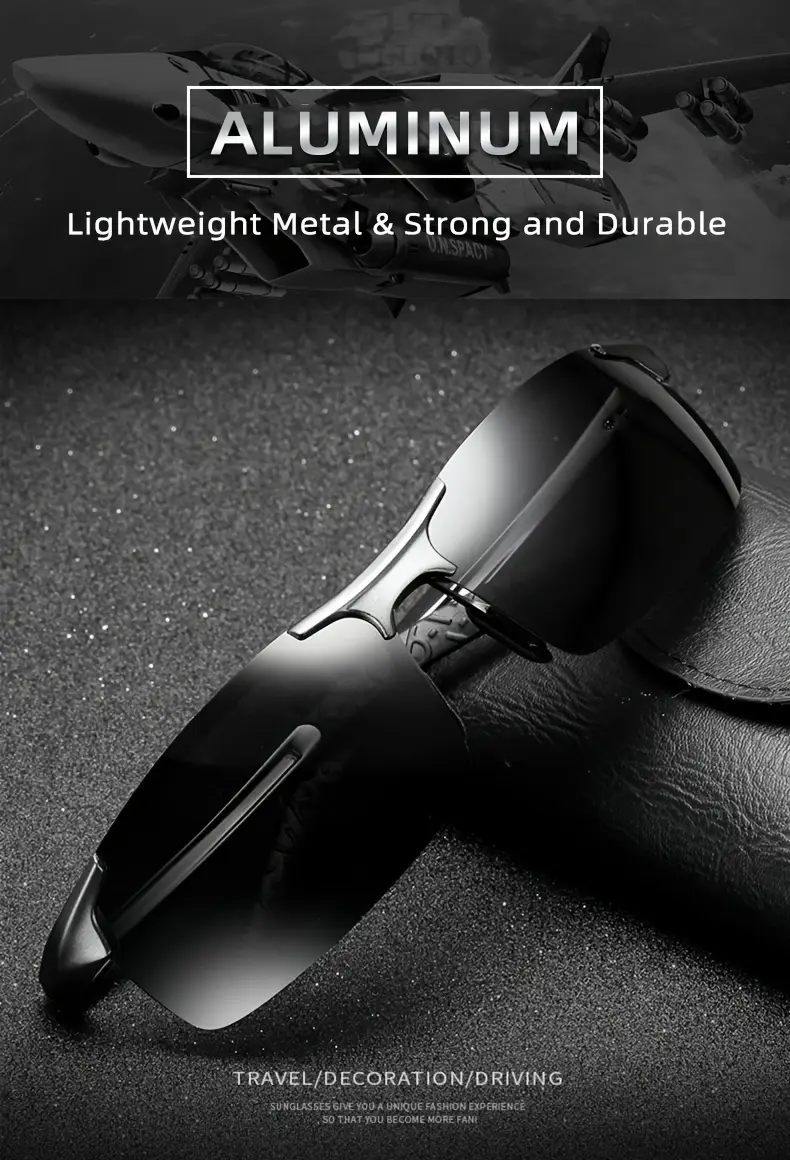 алюминиевые фотохромные мужские поляризованные дневные и ночные очки для вождения хамелеон UV400 антибликовое изменение цвета детали 7