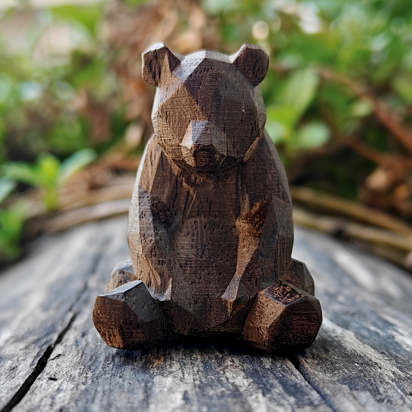 Image of 1.6-inch Handcrafted Wooden Carved Animal Bear, Fireplace, Bedroom, Living Room Centerpiece Decoration, Office, Back-to-school Gift, New Year Gift, Birthday Gift, Statue Ornament
