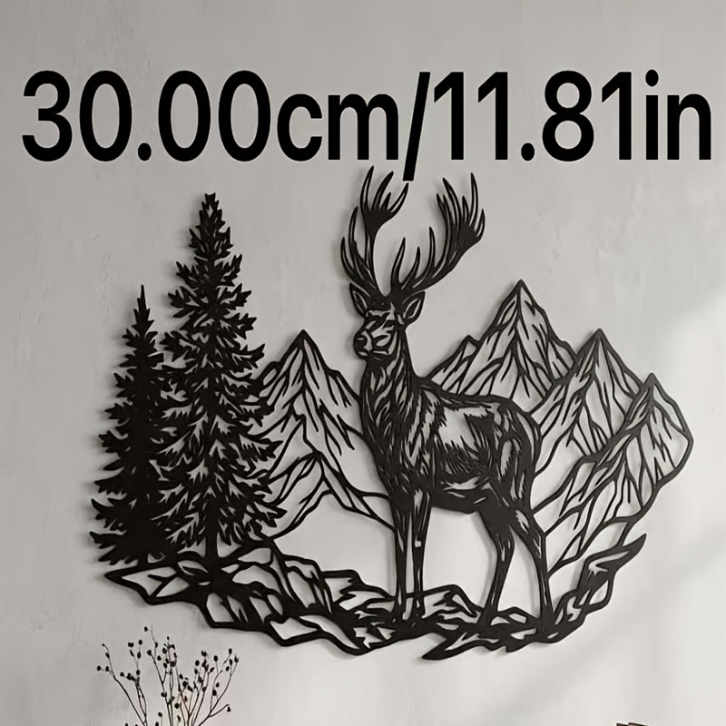TEMU 1pc Art Mural Rustique de Cerf en Métal, Décoration de Cabane de Montagne, Grande Décoration Murale d'Hôtel, Décoration de Salon de Ferme,