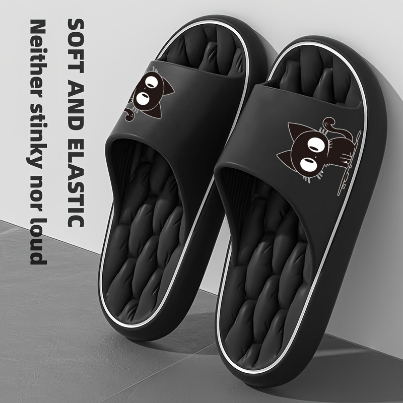 TEMU Tikp Women's Slip- Eva Slippers With Thick Sole & Cushioned Insole - Soft Sole Suitable For Bathroom, Shower, Indoor, Kitten Print Cat, -