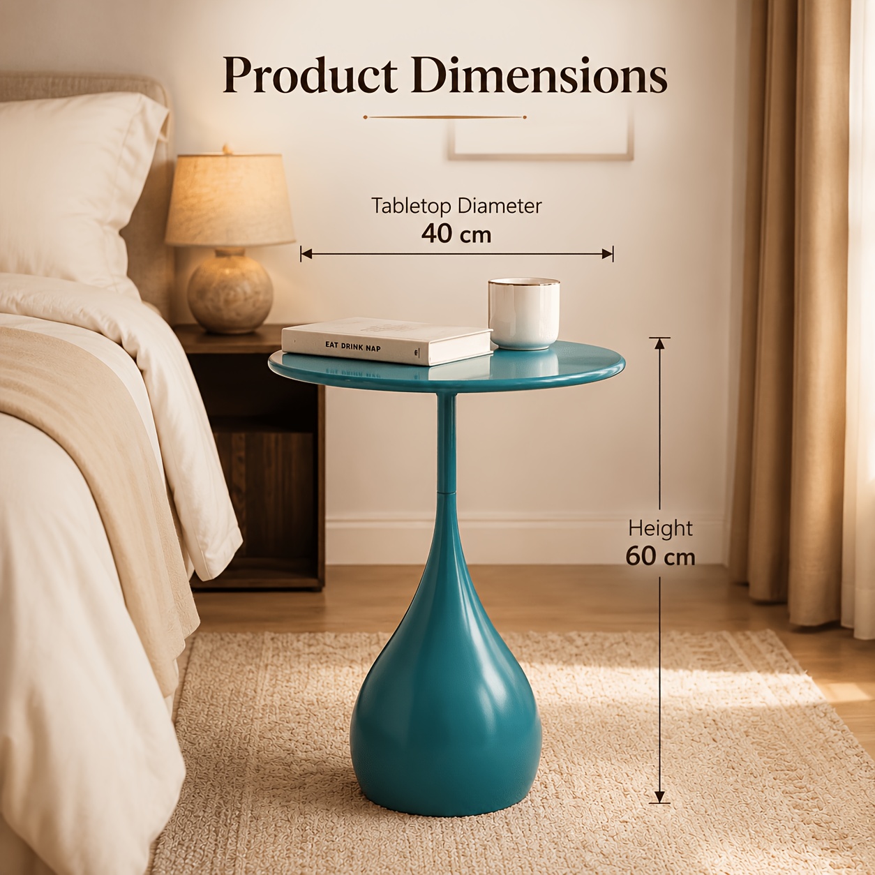 Image of Simple Round Side Table With A Droplet-shaped Column Base, Suitable For Small Decorative Tables In Modern .