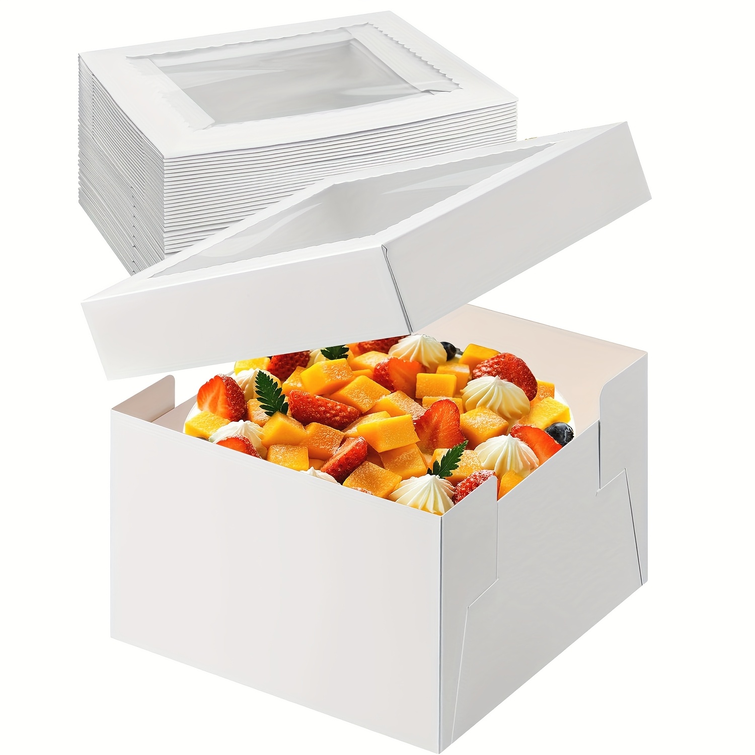 25,4 Cm Kuchenträger Mit Deckel – Transportabler Kuchenbehälter, Transparent, Mit Griffen, Weiß