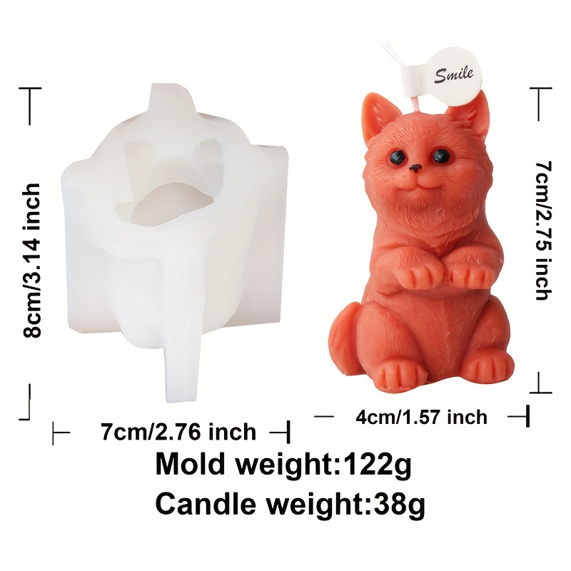 2Pcs Mini 3D Kitten Silicone Candle Molds - Small Cat Shape Mold For Chocolate, Resin, Clay