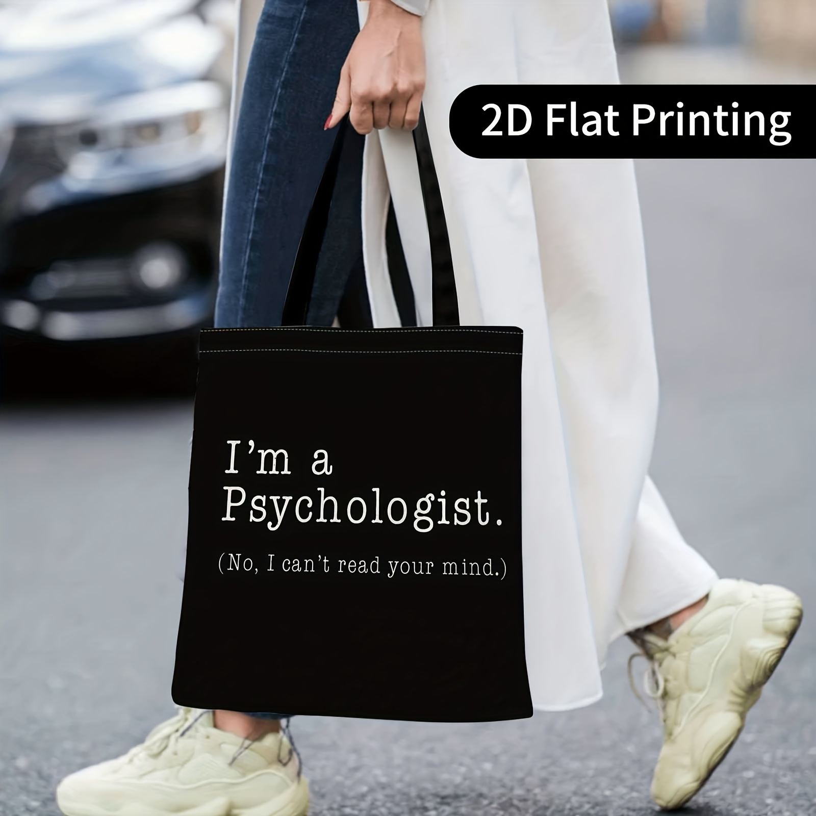 TEMU Im A Psychologist, Mind Reading, Mental Health Cute Tote Bag Print Colorful Shoulder Bag Suitable Outdoor Shopping Suitable Gatherings Holiday