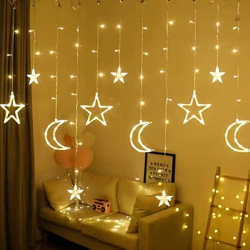 1pc battery box light string moon light string ramadan light string light aaxbattery 161 42inch 410cm suitable for living room bedroom terrace and festival party decoration rope lights