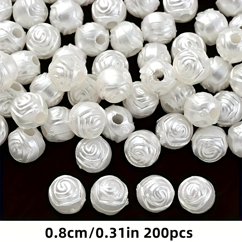 TEMU 200/100 piezas de cuentas acrílicas blancas de 8mm para decoración DIY y cadenas móviles
