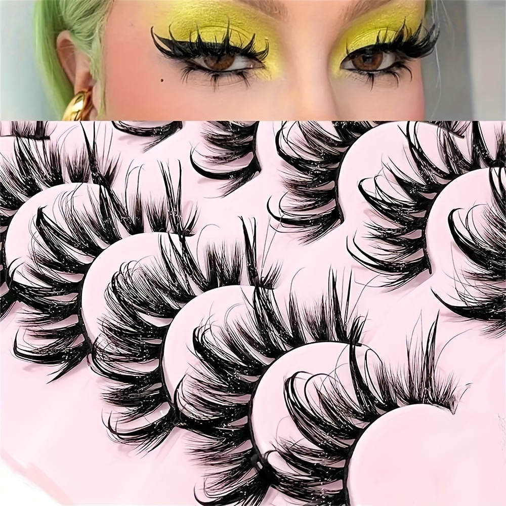 

Hypoallergenic 5 Pairs D- False Eyelashes - 19mm Spiky Wet Manga Anime Style Lashes, Thick Wispy Natural Doll Eye Look, Slender & Lightweight Pair Set For Cosplay & Fairy Makeup