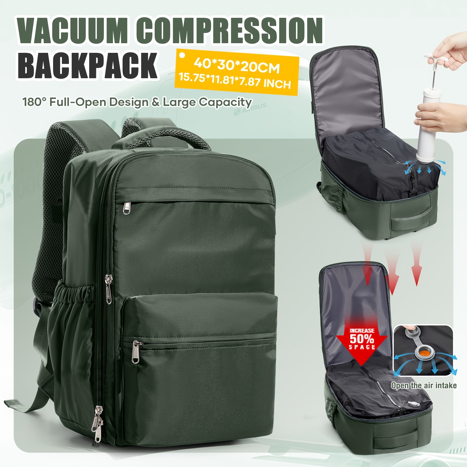 TEMU Laptop Backpack For Men And Women, High-end Portable Backpack For Short Trips, Multi-functional Vacuum Compression Travel Backpack, Carry-on