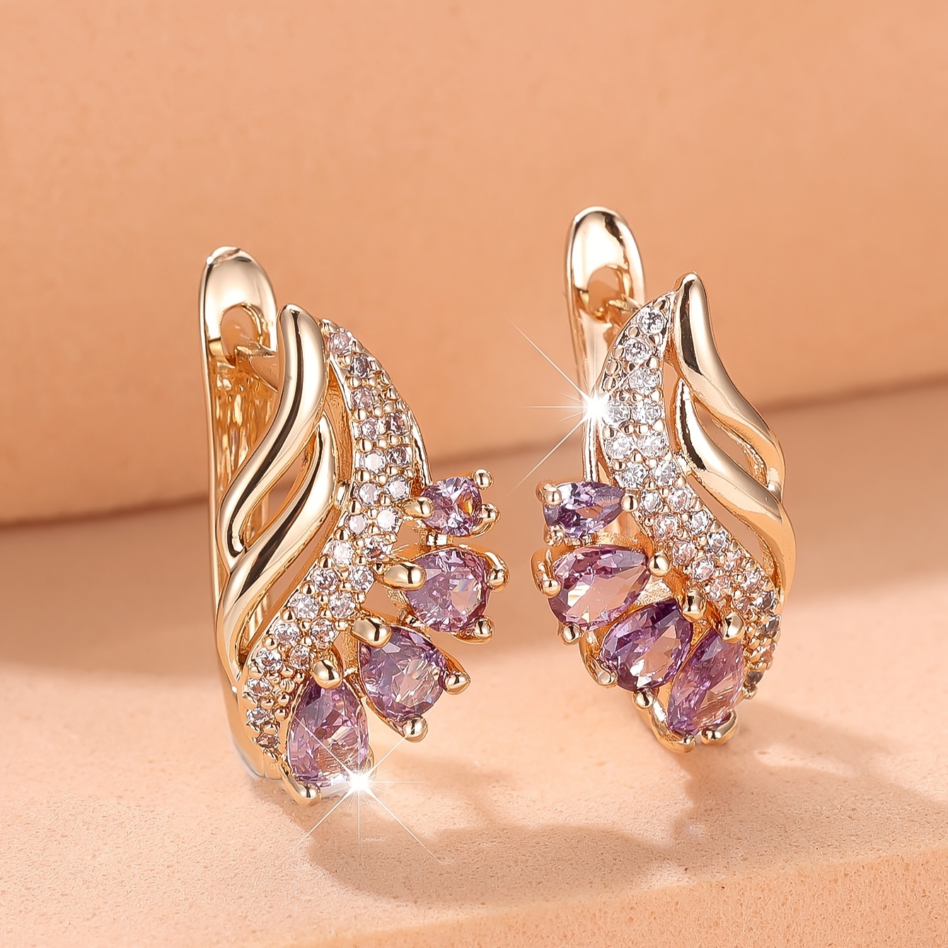 

1 Pair Drop Zircon Earrings For Women Luxury Golden Jewelry Earrings