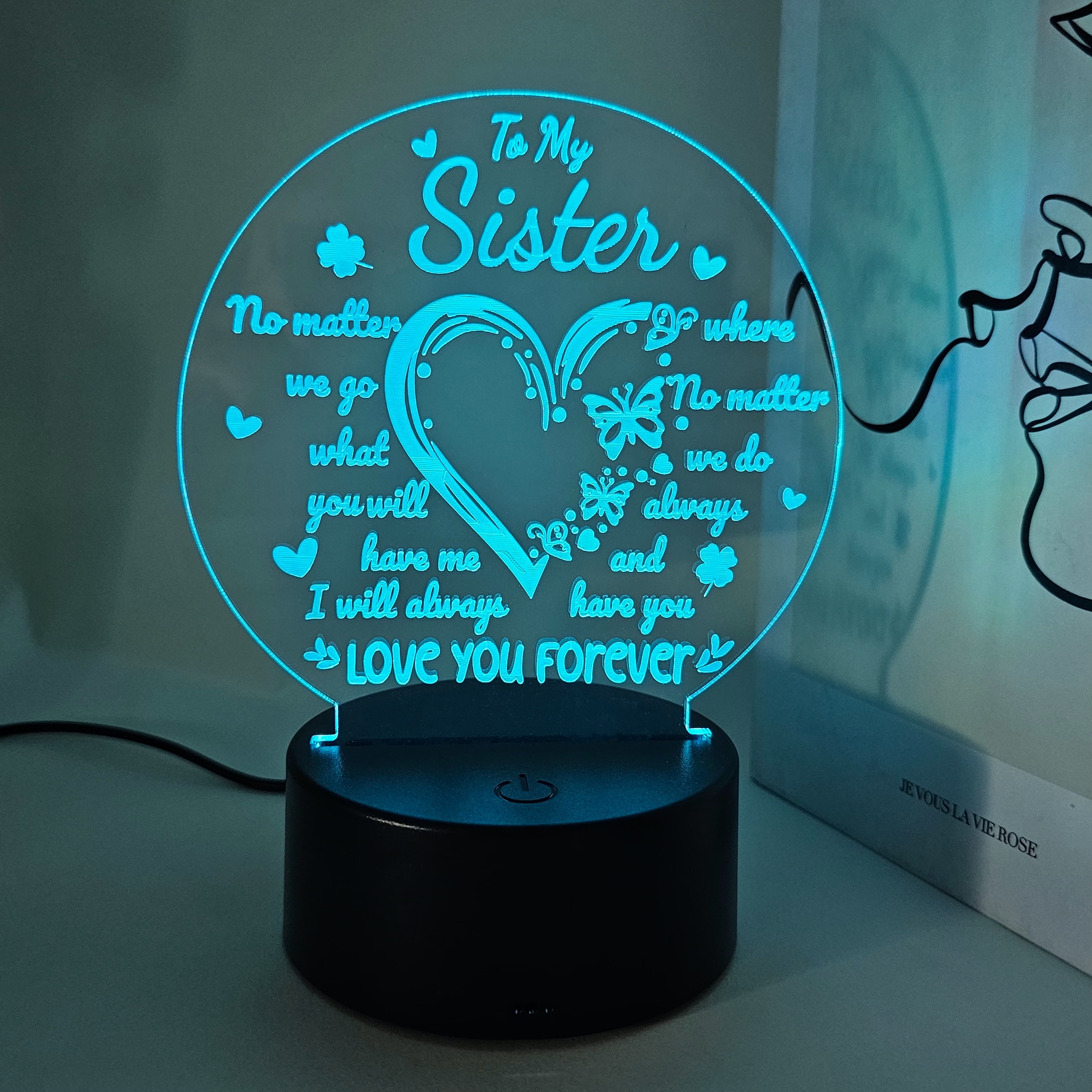 

A 3d Night Light For My Sister, A Very Good Room Living Room Tabletop Decoration, Workbench Atmosphere Light, Black 7 Color Touch Adjustment + White Monochrome No Switch Eid Al-adha Mubarak