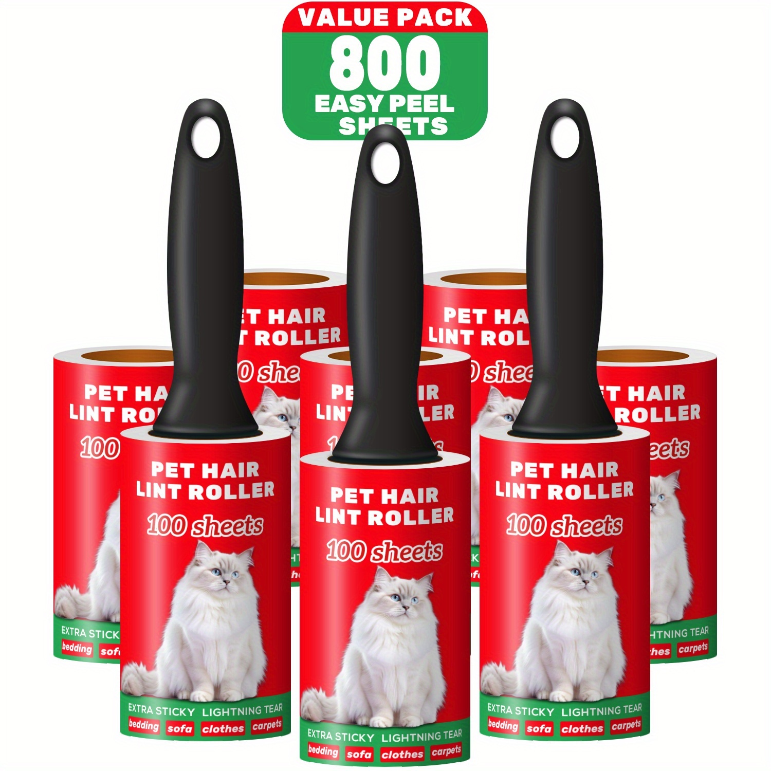 TEMU Extra Sticky Lint Roller For Pet Hair, Lint Rollers 200/400/600/800 Sheets Set, Pet Hair Remover With 1/3 Handle, Portable Lint Remover For
