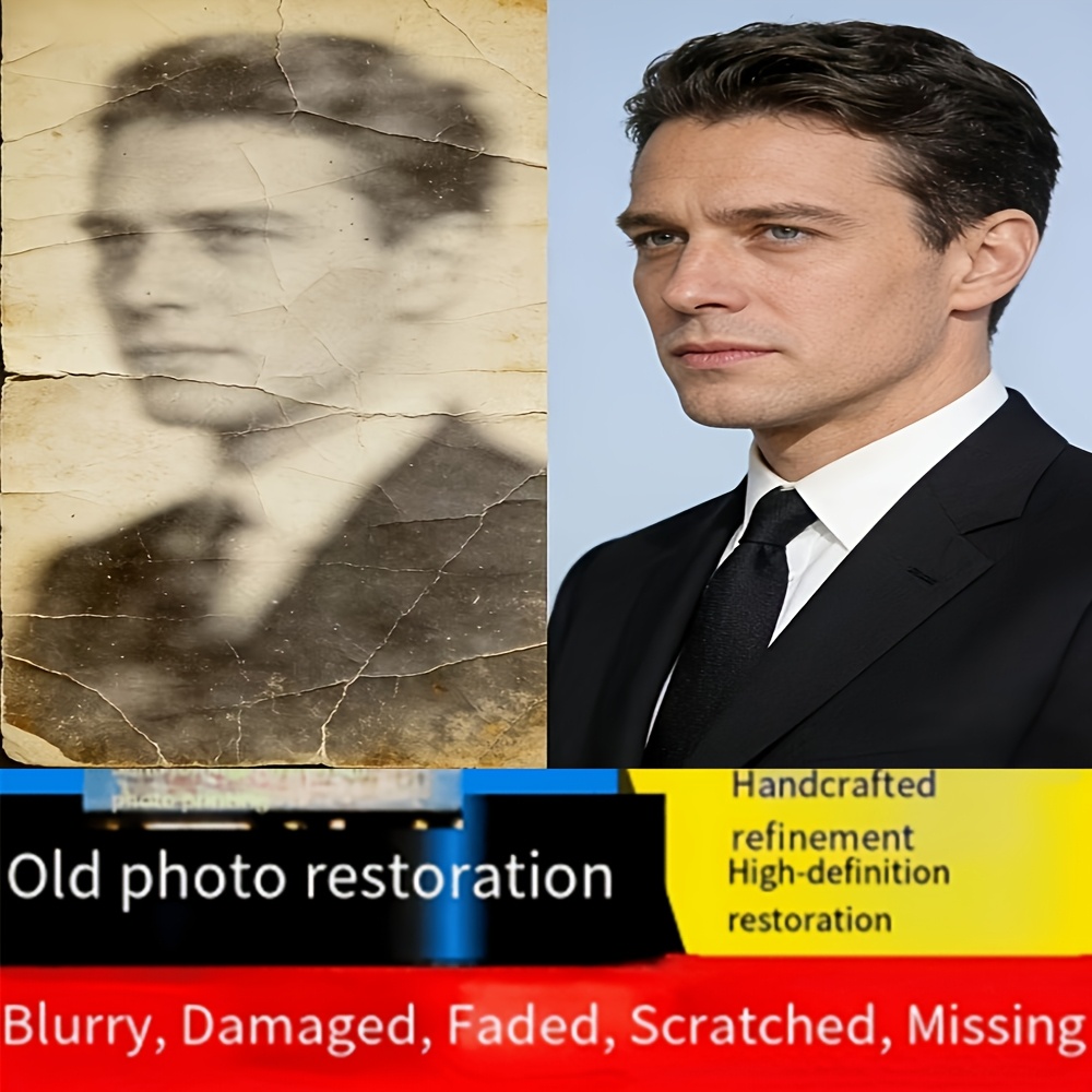 TEMU 전문 사진 복원 서비스 - 오래된 및 손상된 사진 수리, 균열 제거 및 디지털 이미지 향상, 가족 사진, 빈티지 사진, 벽걸이 예술 및 기념품으로 자신의 이미지 업로드, 할로윈 크리스마스 장식