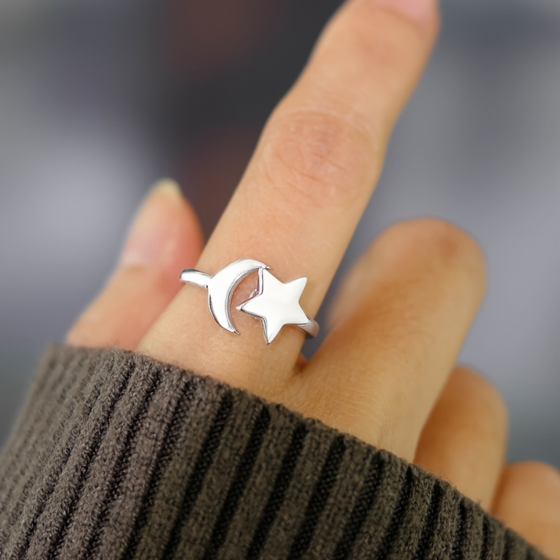 s925 sterling 925   rotating ring european and   design with adjustable opening and moon rotating ring suitable for men to give women valentines day gifts and   Product details 3