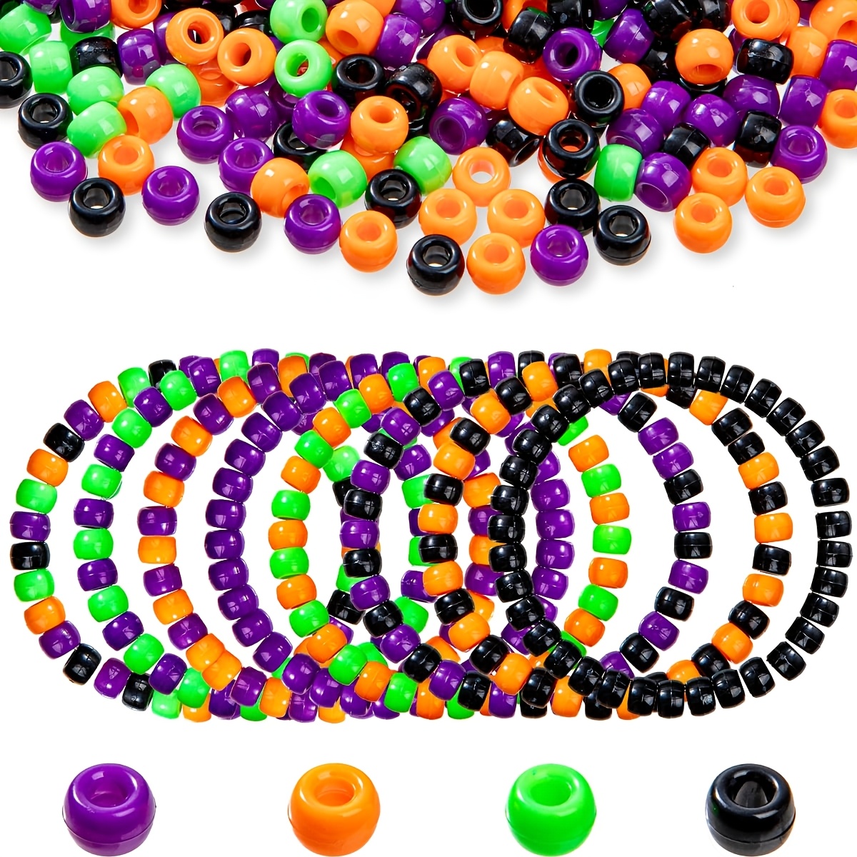 TEMU 110pcs Halloween Pony Beads, Plastic Kandi Beads For Bracelet Making, Hair Braids, Necklaces, Key Chains, Jewelry, Party