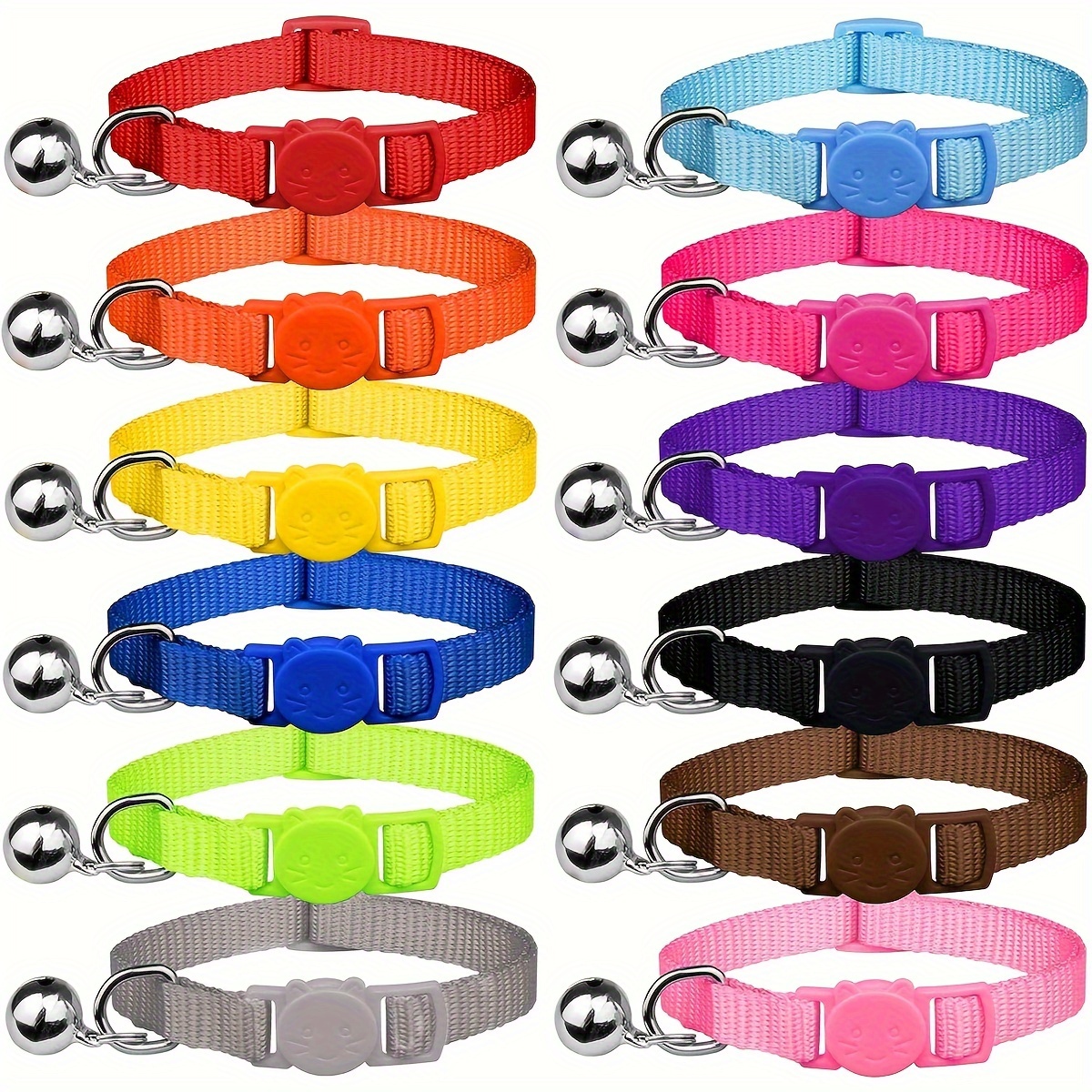 

[customer ] 12pcs Adjustable Breakaway Cat Collars With Bells - , Soft Safety Kitten Collars For Cats