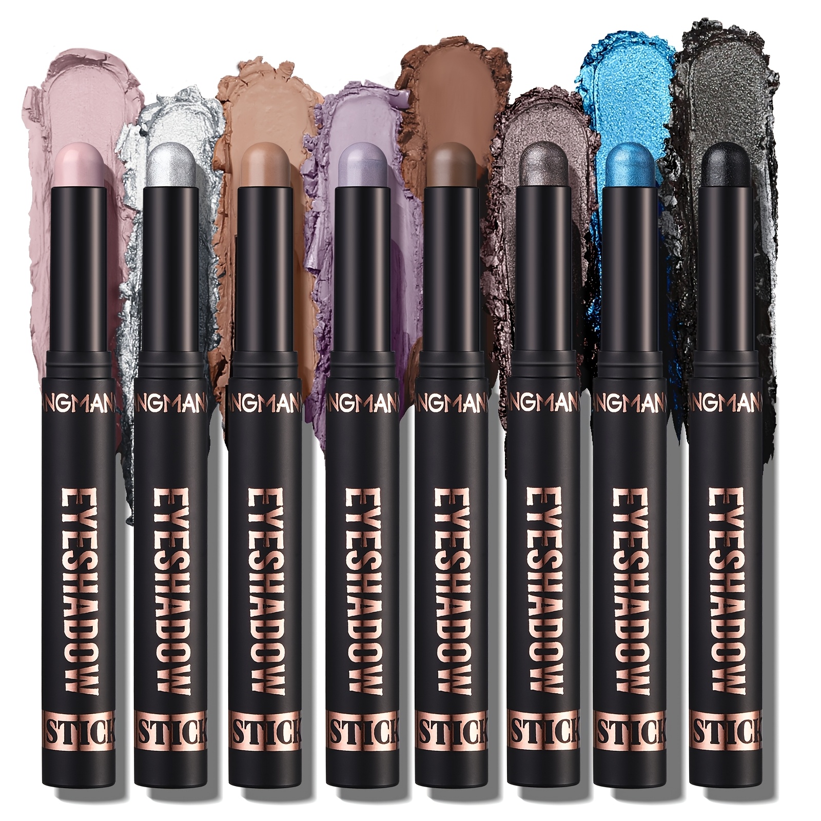 TEMU 8pcs Eyeshadow Stick Gift Set | Matte + Shimmering Golden Contour Stick, Waterproof And Long-lasting, Plant-based Squalane
