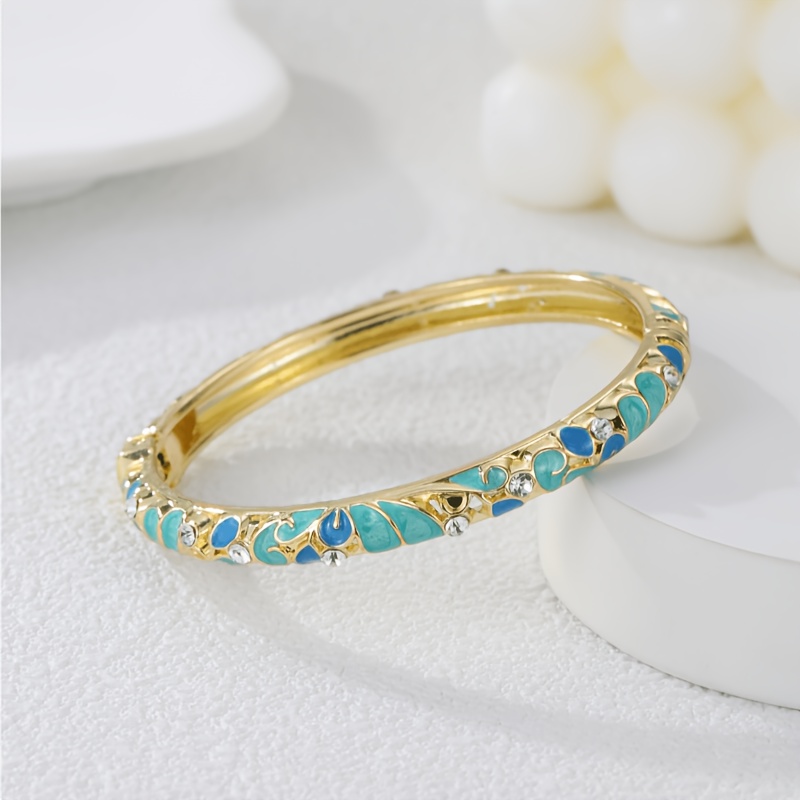 TEMU Bracelet rigide floral en émail pour femme, 1 pièce - Bijou avec d'avril, cadeau adapté au port , accessoire floral non métallique pour femme,