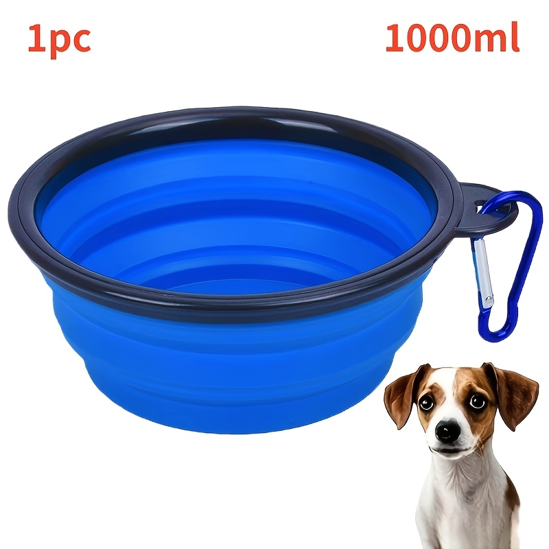 1pc 350ml/1000ml Collapsible Silicone Pet Bowl, Durable Food Container, Portable And Foldable, Ideal For Outdoor Camping And Travel, Accessory For Puppy Owners