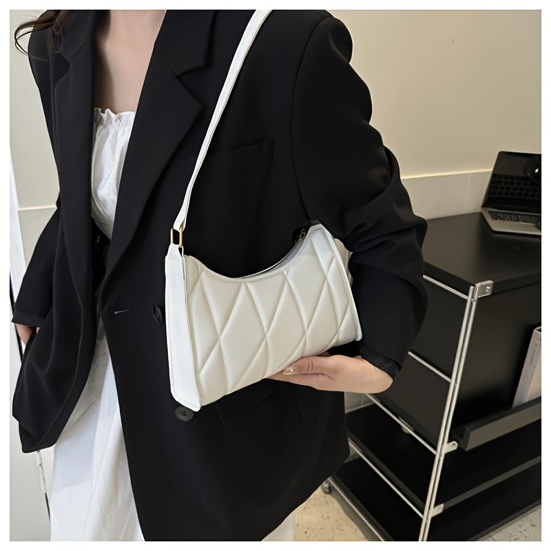 Bolso de Hombro Casual para Mujer, Bolso de Axila Elegante y Sencillo, Cartera Moderna para Uso Diario y Desplazamientos, Disponible en 3 Colores: , Blanco, Caqui