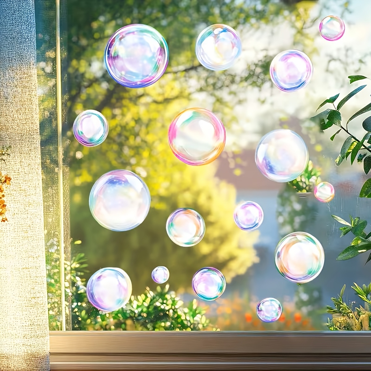 1pc Static Cling Window Film Suitable For - Static Removable Bubble Print Vinyl Sticker, /remove, Reusable Decal With Irregular Cut For & Decoration, Contemporary Covering