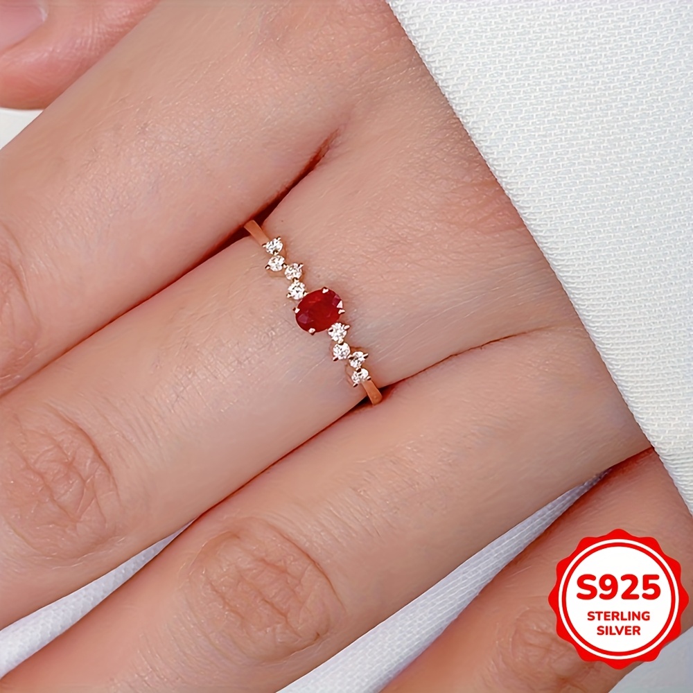 

1g-13g Bague polyvalente rétro en argent pur S925 avec Zirconia et rubis synthétique, bague pour femme, pour la Saint-Valentin, l'anniversaire ou les fiançailles