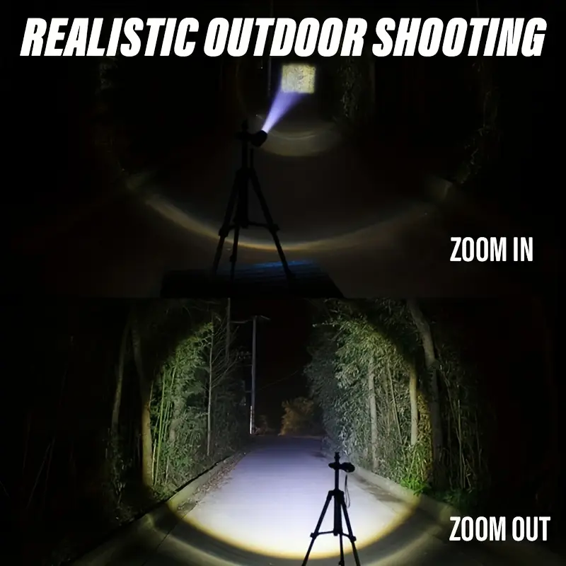 set of 2 rechargeable led torches with adjustable zoom and battery level display featuring options suitable for outdoor activities camping work and emergency details 1