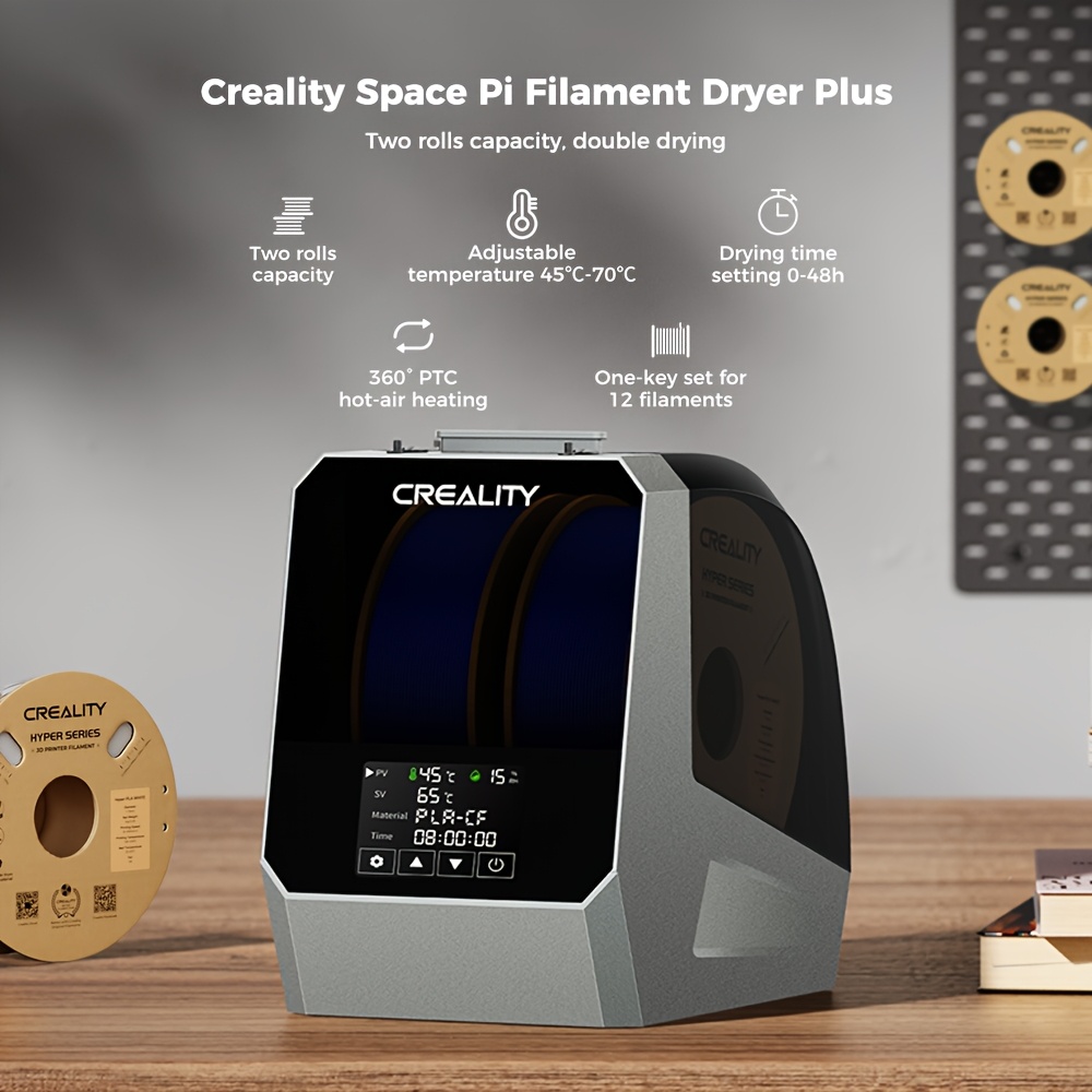 Creality Space Pi Filament Dryer Plus, 2 Spool 3d Printer Filament Dryer Box, Double 360 Heating & Fan, Touch Screen, Holder For Pla Petg Abs Tpu, 1.75/2.85/3mm
