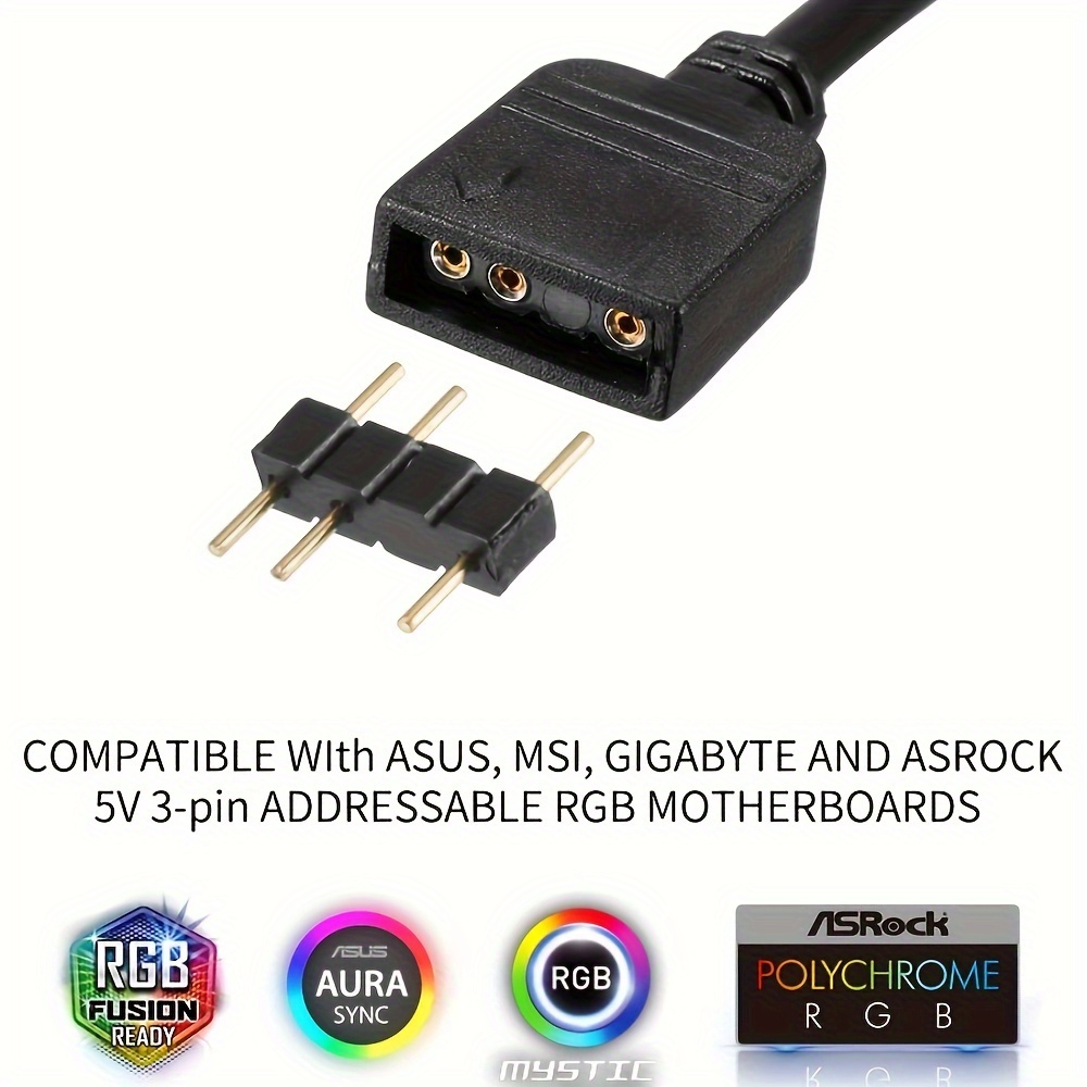 GERUI 5 V 3-polig/4-polig ARGB splitterkabel, argb splitter, 1 buchse auf 3/4 stecker, 30cm, für CPU-Kühler und 5 V ARGB-Lüfter (1 buchse auf 3 stecker