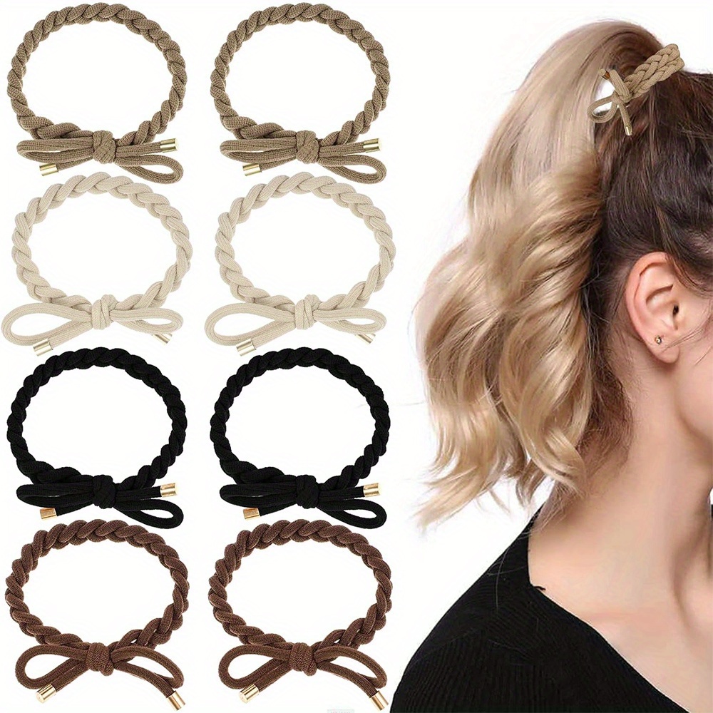 Image of 8/12pcs Of Women's Stylish And Easy Hair Ties, Elastic And Damage-free Ponytail Holders, Basic Hair Additions