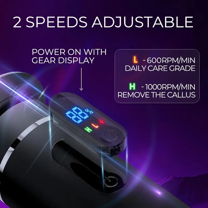 professional electric pedicure tool rechargeable dead skin remover for feet with 30pcs adjustable sandpaper pads for dead skin calluses details 2