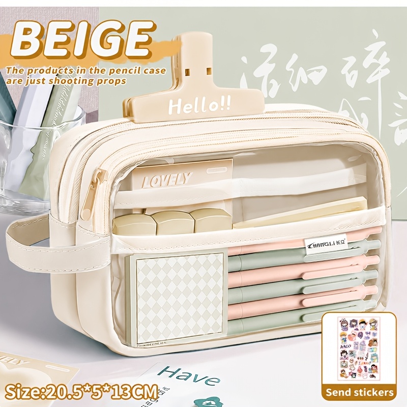 Pencil Case, Multi-functional Large Capacity, Zipper Closure, Independent Compartments, Convenient Storage Mesh Design, Optional Storage Bag, Office Desktop Organization Helper
