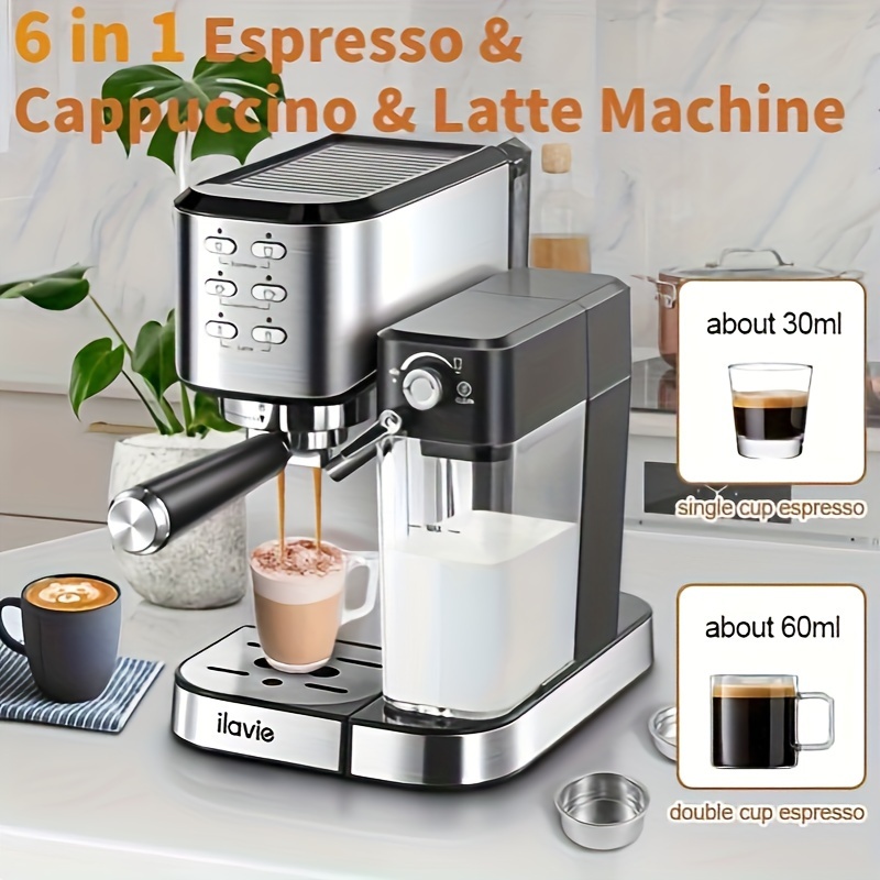 

Ilavie 6-in-1 Built-in Automatic Milk Frother, 20 & Cappuccino & With 34 Oz Removeable Water Tank, Ideal For Home Use