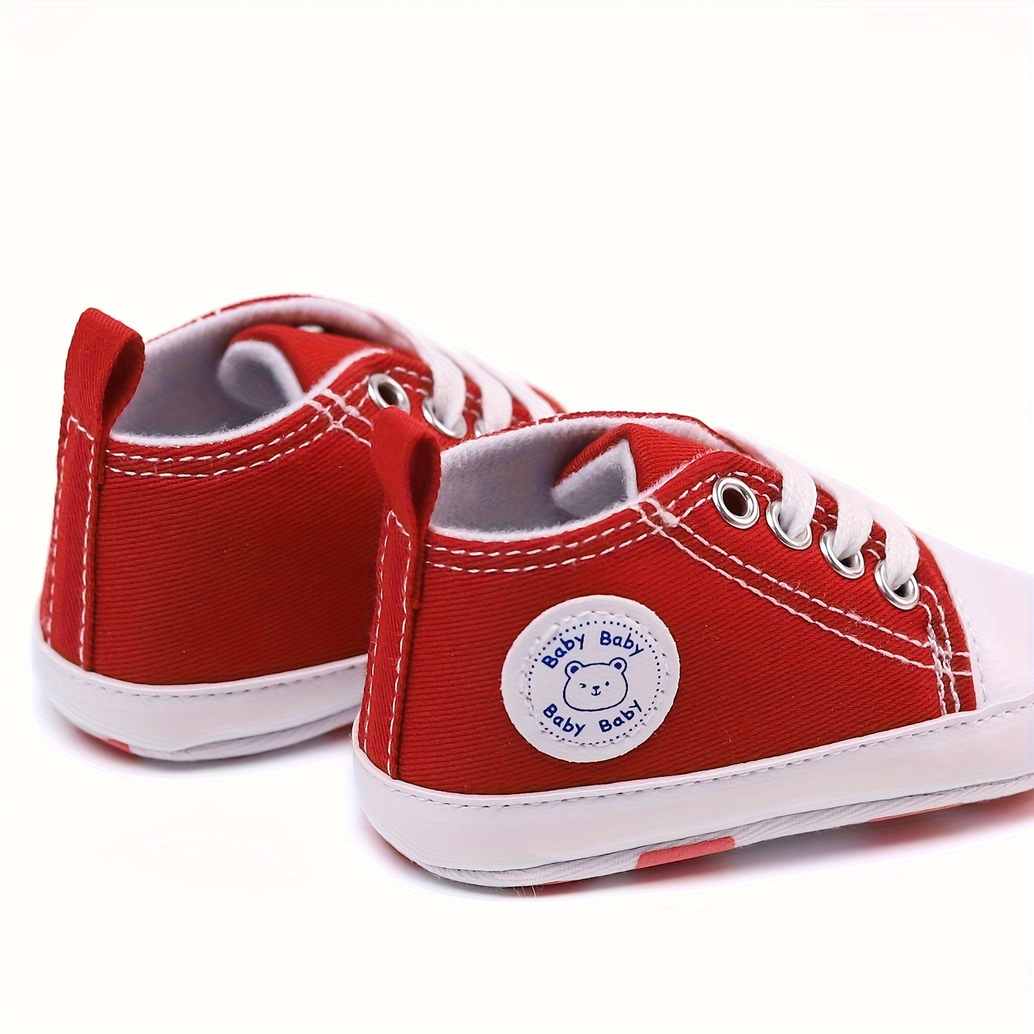 RABEISIR Baby ' Toddler Walking Shoes - Soft Canvas Sneakers with EVA Cushion, Adjustable Lace-Up Low-Top Design, 4-Color Options (White/Pink/Black/Red) for All-Season Casual & Party Wear, Party Toddler Sneakers | Classic Sneaker Design | EVA Cushioned Sole, Toddler Shoes, RABEISIR