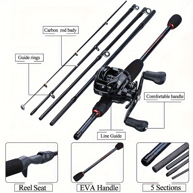 Sougayilang Fishing Rod Reel Combo Set 5 section Casting Rod - Temu