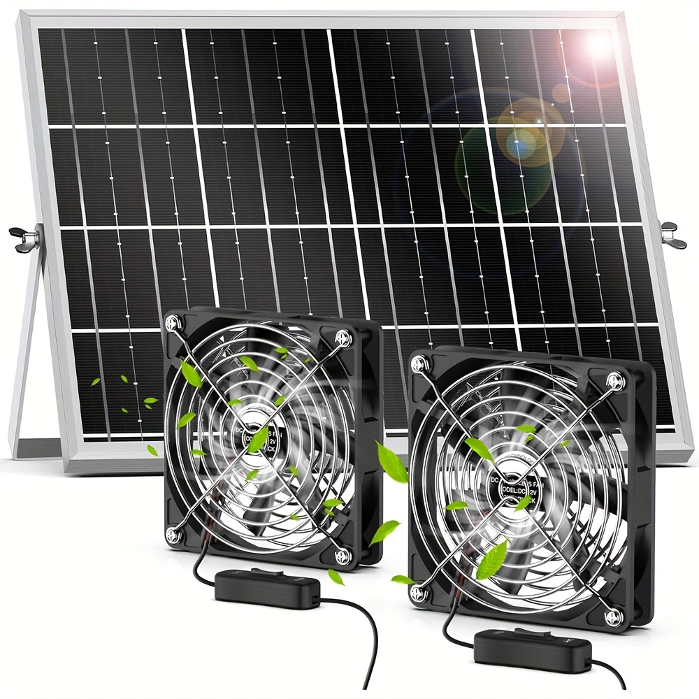 high quality versatile solar wind powered fan kit for greenhouses sheds pet houses weatherproof with dual fans and remote control details 0