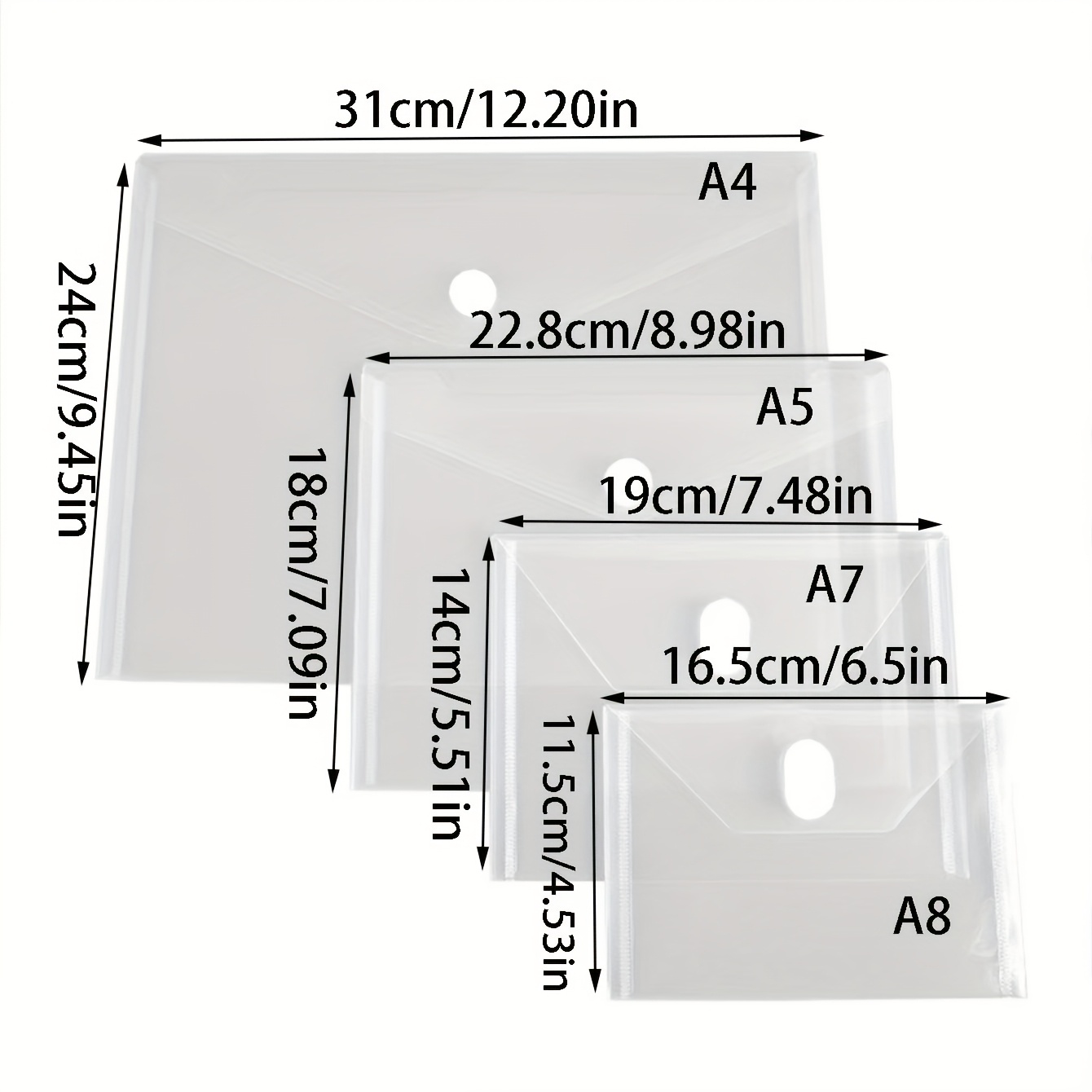 1pc Transparent File Bag A4, A5, A7, A8 Horizontal Card Magic Tape Simple Storage File Bag, Waterproof Small Size Multi-style File Cover