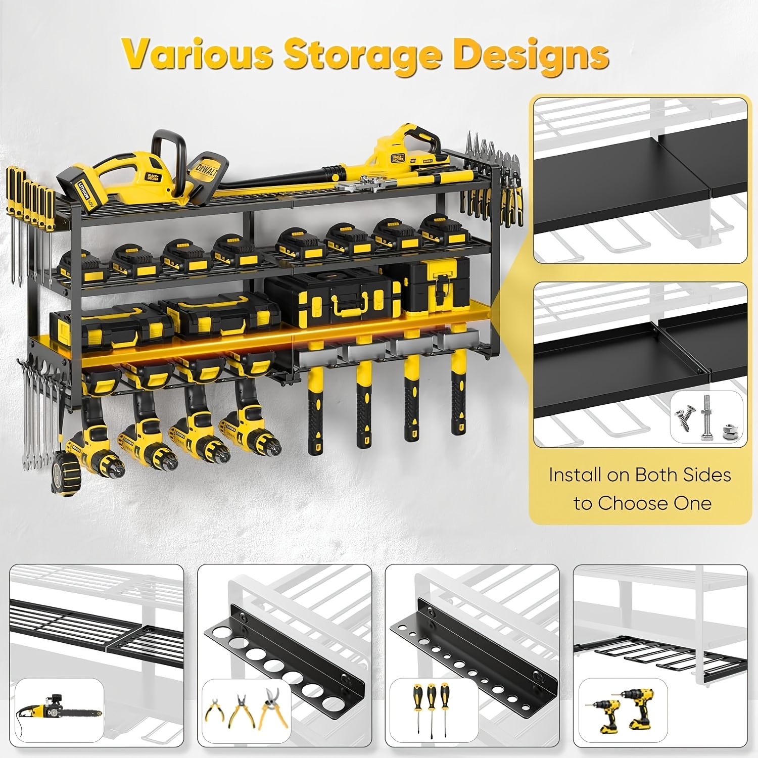 Heavy duty 4 tier Metal Electric Tool Organizer Rack Wall - Temu