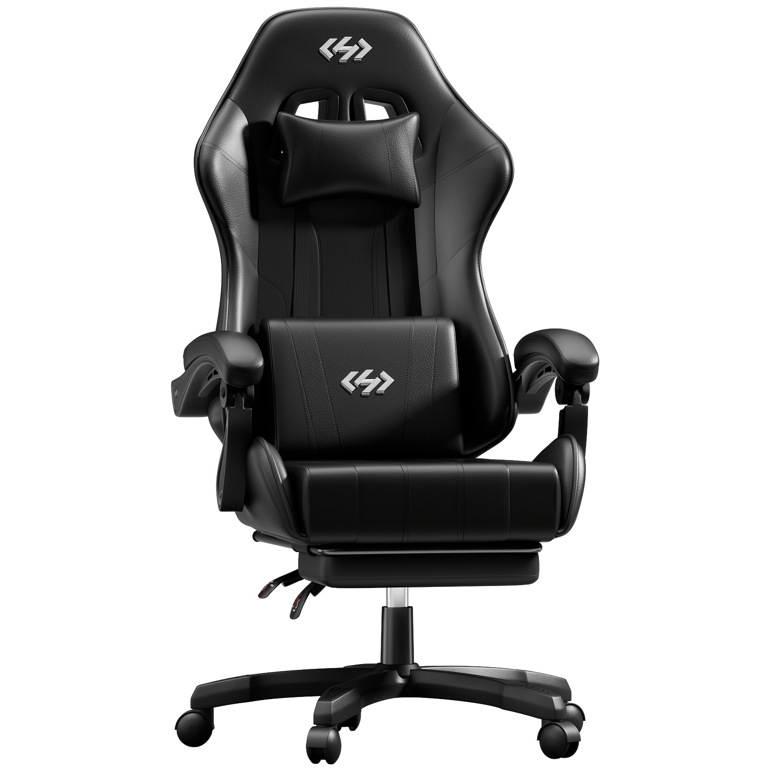 E-shop Furnishia Gaming-Stuhl mit Fußstütze, höhenverstellbarer Bürostuhl mit Lendenwirbelstütze & Kopfstütze für Erwachsene, 360-Grad-Drehstuhl für