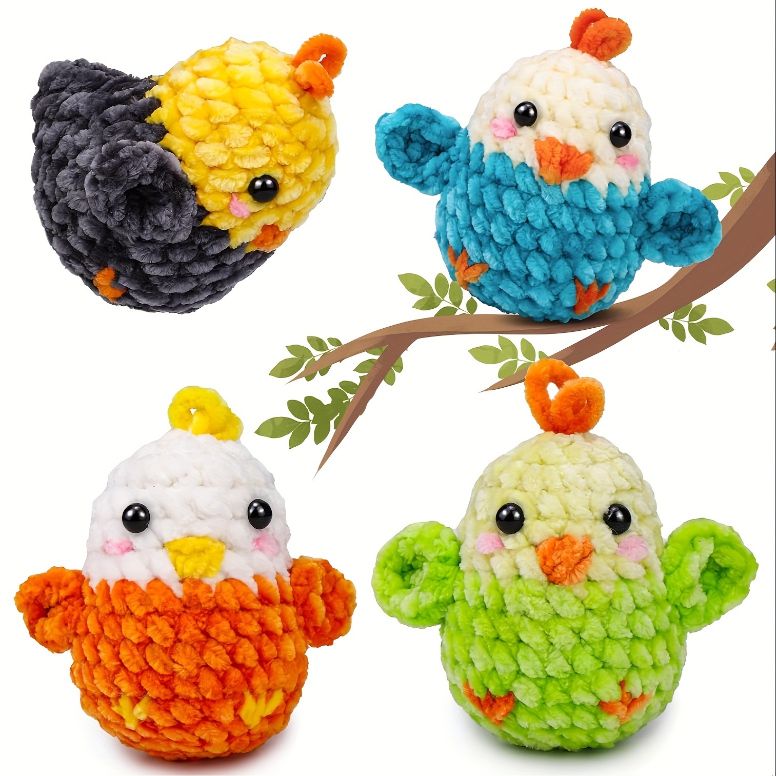 

Beginner Crochet Kit - 4-piece Bird Craft Set With Video Tutorials, Easy-to-follow Knitting Starter Piece For Adults Crochet Kit For Beginners Crochet Kit For Beginners