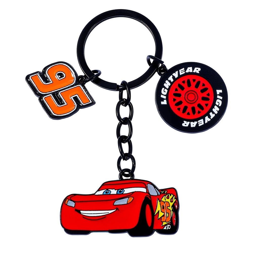 E-shop Disney Cartoon-Animation Cars Lightning Schlüsselanhänger, gutaussehender Rennwagen Nr. 95, dekorativer Anhänger für Autoschlüssel Tasche