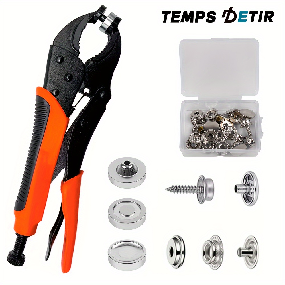 

Detir Heavy Duty Snap Pliers Set With Punching , Adjustable Metal Snap Installation Tool Kit With Silicone Handle, With Box Of Assorted Snaps For Diy Sewing, Canvas, Leather Repair, And Boat Cover