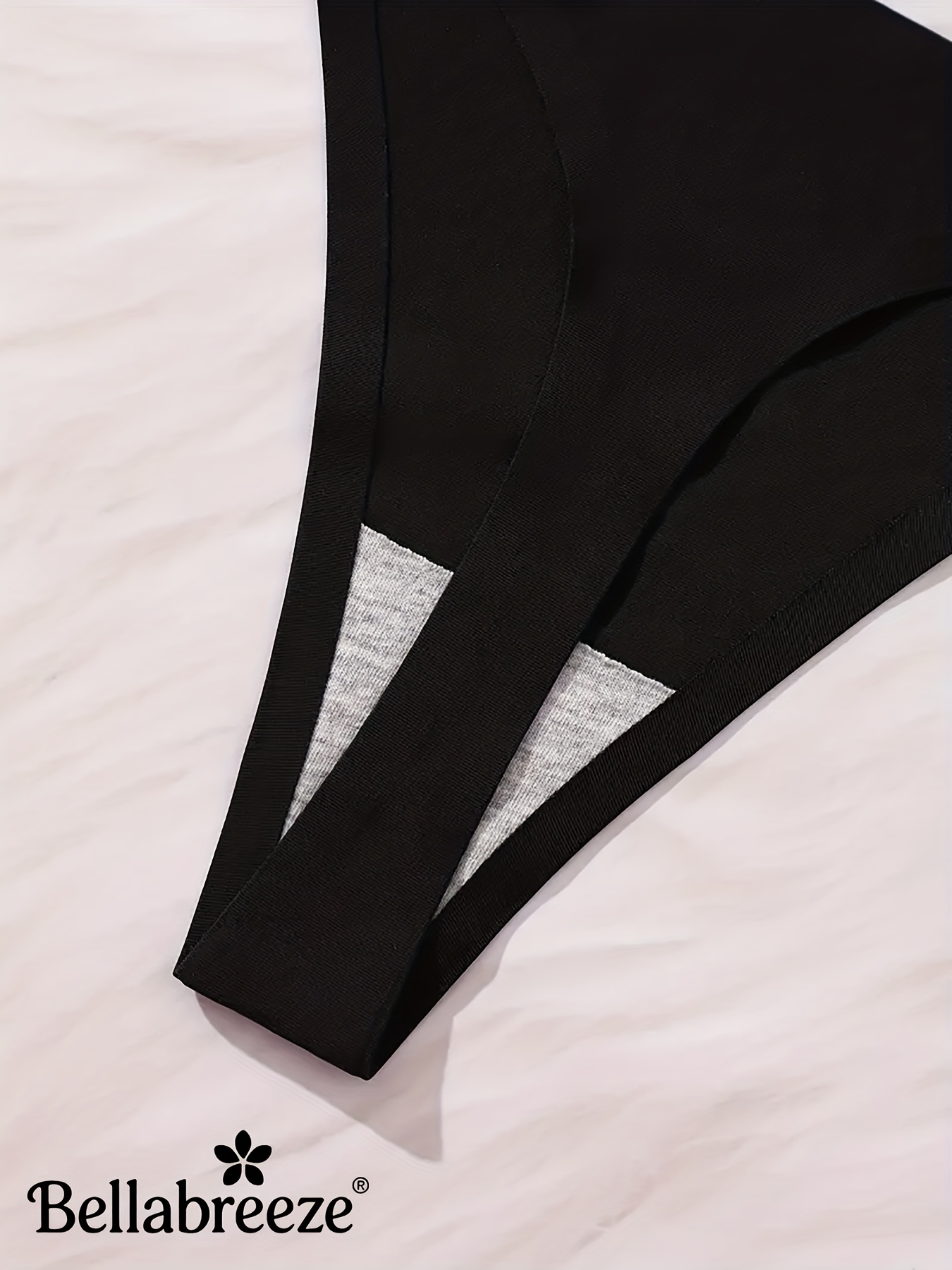5pcs BellaBreeze Women's Low-Rise V-String Panties - Ultra-Soft Full-Coverage Thong Underwear, No Visible Lines, Solid Black Low-Waist V-Shape Briefs for Daily Wear & Special Occasions (5pcs Value Pack)