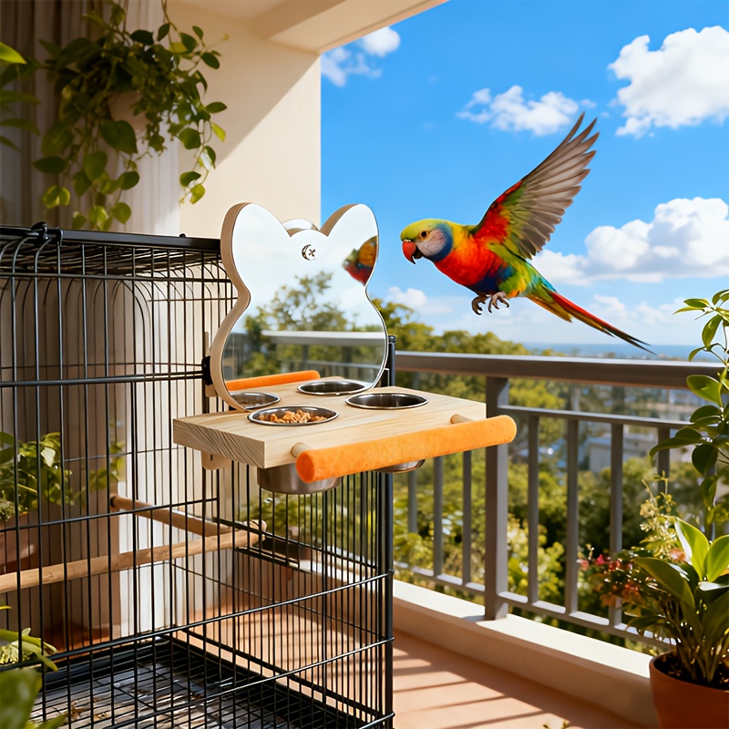 Parrot Food Feeder Box with Frosted Standing Pole