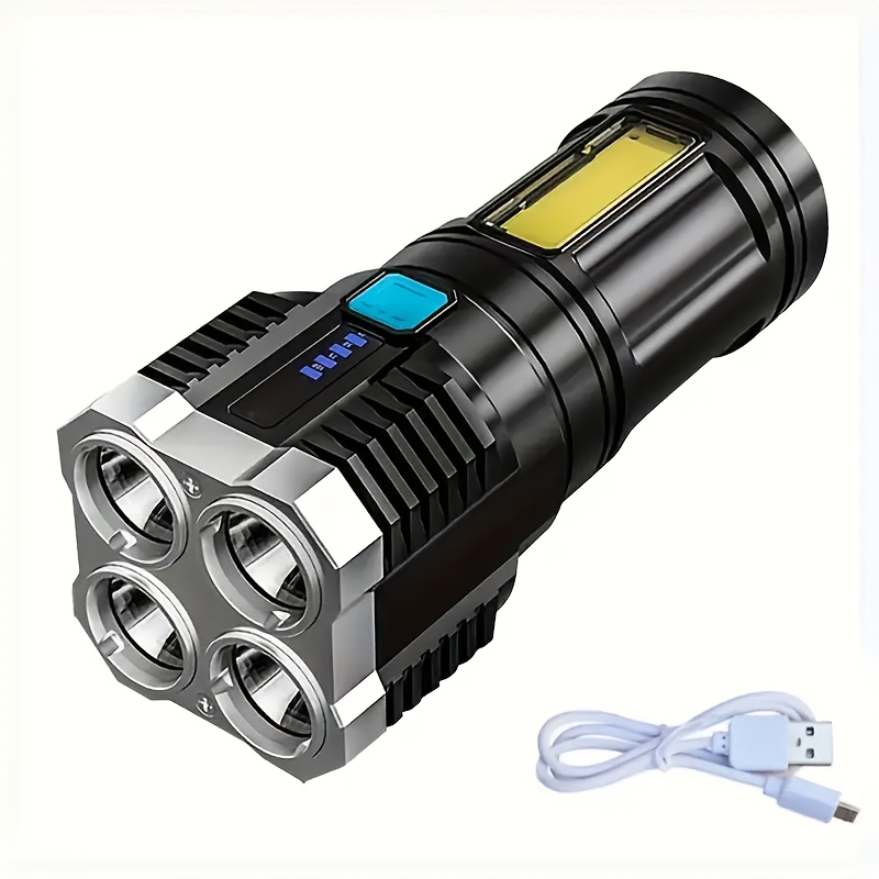 

Tactical Led Flashlight, 400mah Rechargeable Lithium Battery, Usb Powered With Cob Side Light, Non-waterproof, Includes Usb Cable - Outdoor